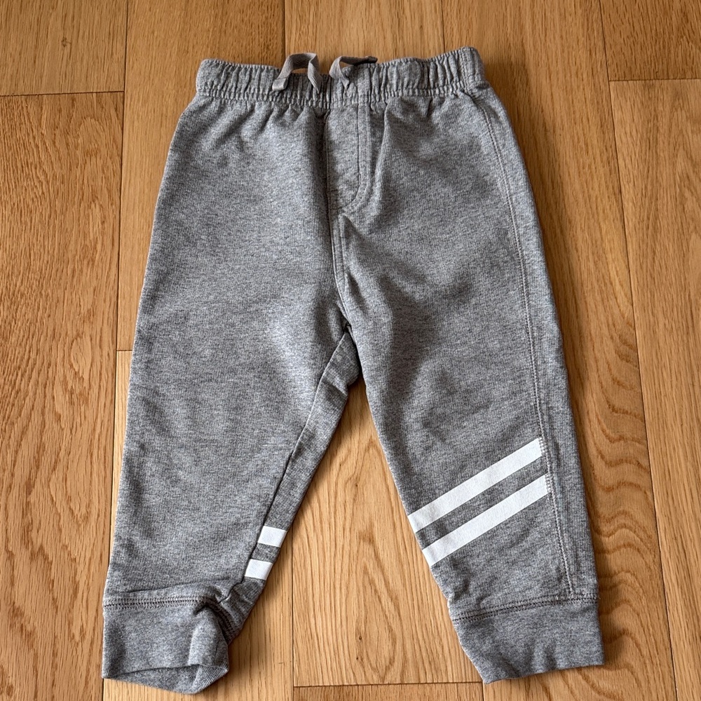 Tea Collection Gray Kids Joggers with White Stripes Sz 18-24M